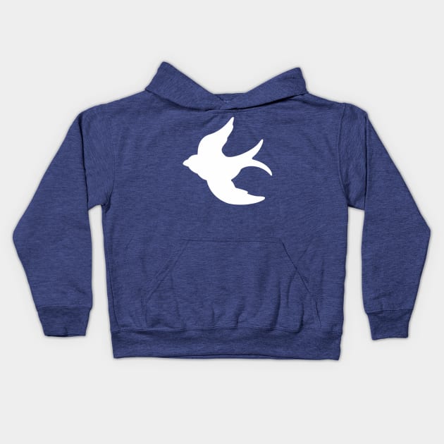 White Flying Swallow Kids Hoodie by XOOXOO